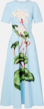 Oscar De La Renta Abito midi in misto cotone con stampa
