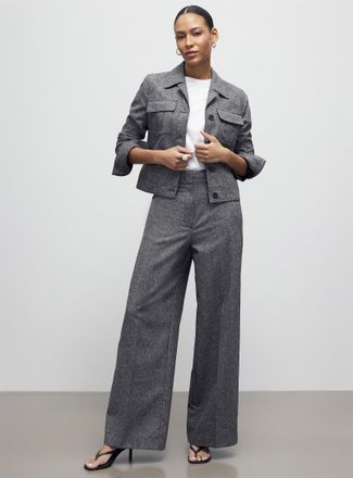 Marc O'Polo Womens Greyish tweed pant Fit: Wide leg, high rise