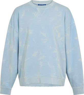 HUGO BOSS Hugo Heren Nustroyos Tie Dye Oversized Sweatshirt (Blauw)
