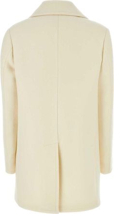 Prada Womens Soprabito Coat Beige Wool Nylon