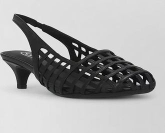 Ash leather slingback pumps cut out design