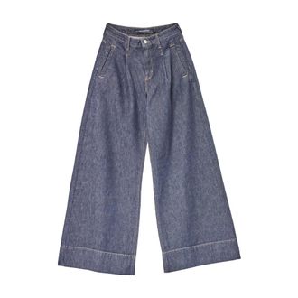 Karl Lagerfeld Wide Jeans, female, Blue, Size: W28 Contrast Stitch Wide-Leg Jeans