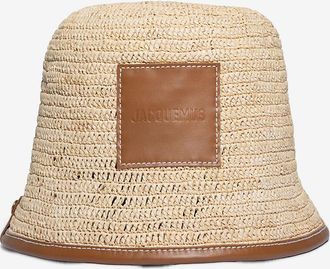 Jacquemus Anglerhut aus Bast und Leder Le bob Soli