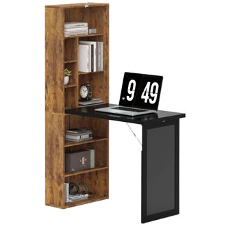 HOMCOM Convertible Desk with Blackboard Multi-function Workstation - Rustic Brown | TJ Hughes Black