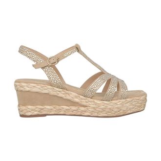 Alma En Pena Wedges, female, Beige, 7 UK, Woven Wedge Sandals with Embellishments