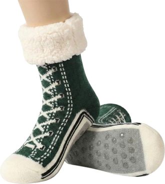 Generic Ultra-thick Cashmere Cute Slipper Home Socks Sport Fleece Lined Knit House Socks Fun Warm Thermal Winter Booties (Dark Green)