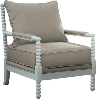 Best Master Furniture Best Master West Palm Solid Wood Living Room Accent Chair in Beige/White