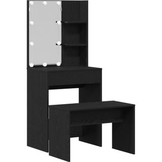 vidaXL Conjunto De Mesa De Tocador Roble Negro 60 X 40 X 140 Cm Vidaxl