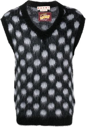 Marni polka-dot brushed-knit vest - men - Acetate/Mohair/Polyamide - 50 - Black