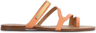 Kazar oranje sliders met sierdetails - Dames - Sandalen - Oranje - 38 EU - Leer - Schoenen