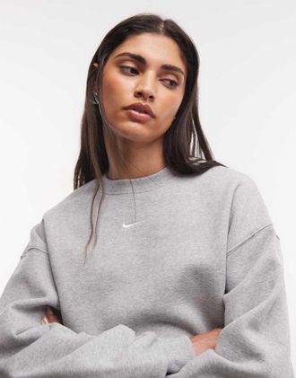 Nike felpa oversize di peso medio in fleece grigia-Grigio