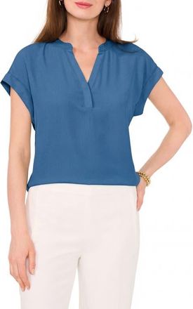 Chaus Split Neck Georgette Blouse in Jbs Denim at Nordstrom, Size Medium