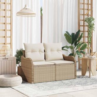 vidaXL Divano Da Giardino Con Cuscino Beige 121 X 62 X 69cm Polyrattan - Vidaxl