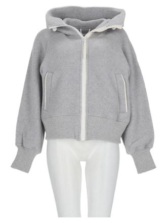 Canada Goose Light Grey Wool-Blend Jacket With Ribbed Details And Hood