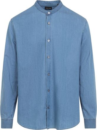 Giorgio Armani Light Blue Cotton Shirt-Uomo