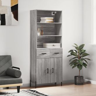 vidaXL Vidaxl - Aparador Alto Madera Contrachapada Gris Sonoma 69,5x34x180 Cm