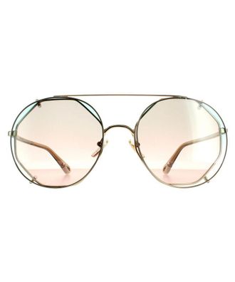 Chlo&eacute; Chlo&eacute; Chloe Round Womens Gold Green Gradient CH0041S Metal (archived) - One Size