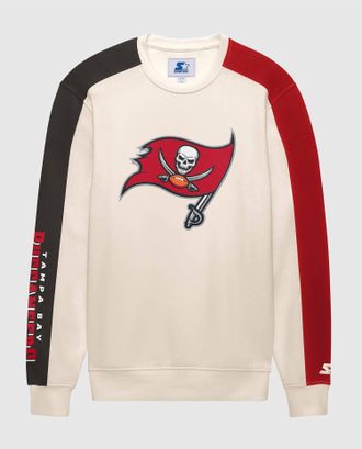 Starter Mens Tampa Bay Buccaneers Team Crew Long Sleeve Shirt In Cream