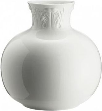 Ginori 1735 Manifattura 1946 Spherical Vase With Decorative Leaf Motif