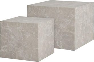 Moloo Set de 2 mesas de centro acabado m&aacute;rmol beige 40x40cm / 50x50cm