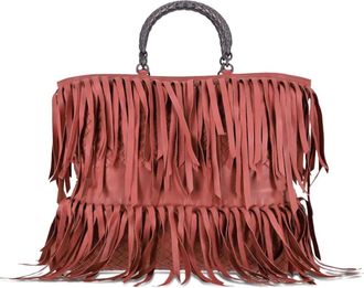 Bottega Veneta 2024 pre-owned Intrecciato shopper met franje - Rood