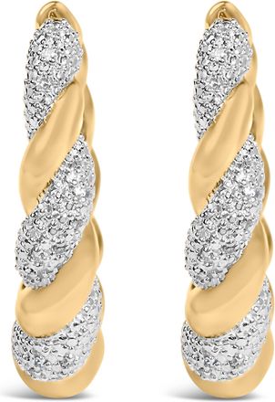 House of Brilliance Gold Vermeil 1/10 Cttw Diamond Bold Rope Hoop Earring