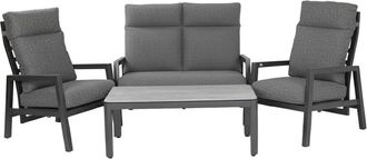 ED&Egrave;N JARD&Iacute; Conjunto de sof&aacute;s para jard&iacute;n sof&aacute; 2 plazas reclinable antracita