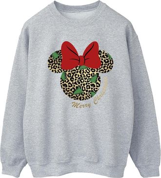 Disney Dames/Dames Minnie Mouse Luipaard Kerst Sweatshirt (Sportgrijs)