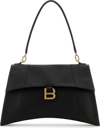 Balenciaga Black Leather Hourglass Shoulder Bag
