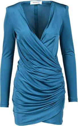 Nineminutes Blue Mini Dress with Deep V-Neckline