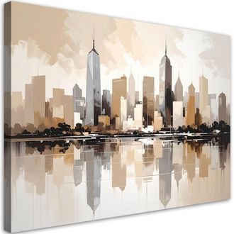 Feeby Cuadro En Lienzo, Arquitectura Urbana Moderna En Beige, 120x80