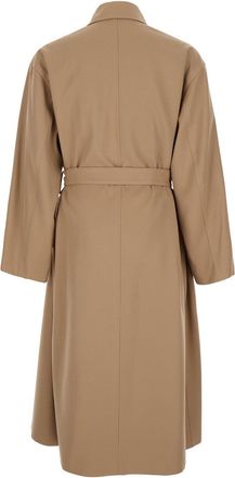 Jil Sander Mens Beige Double Breasted Trench Coat With Belt Wool