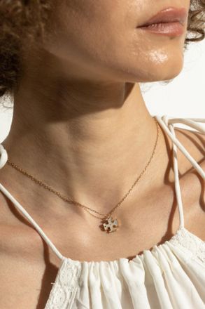 Tory Burch Necklace With A Logo-shaped Pendant, Womens, Gold