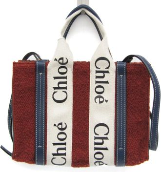Chloé Woody Brown Wool Handbag (Pre-Owned)
