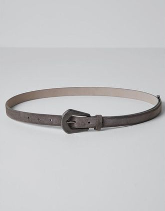Brunello Cucinelli WOMENS GREY LEATHER BELT