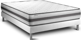 VITALIT Vitalit - Base Tapizada Blanco + Colch&oacute;n Con Muelles Y Viscoel&aacute;stica 140 X 190