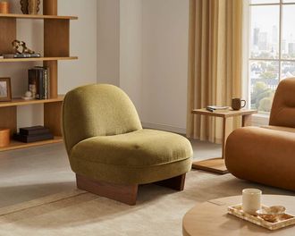 Castlery Ingrid Chair, Performance Mixed-Yarn Chenille, Olive Green