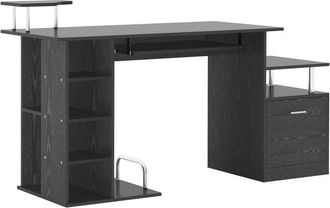 Carter's Computer Desk Workstation Wood Laptop Table W/Drawer Shelves - Black - CARTER | TJ Hughes