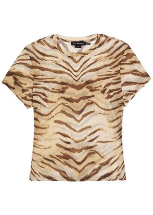 Good American Tiger-print Stretch-mesh T-shirt - Multicoloured - S (UK8-10 / S)