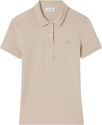 Lacoste L.12.D Slim Fit Stretch Mini Piqu&eacute; Polo - Dames - Polos - Beige - 4XS - Katoen - Tops