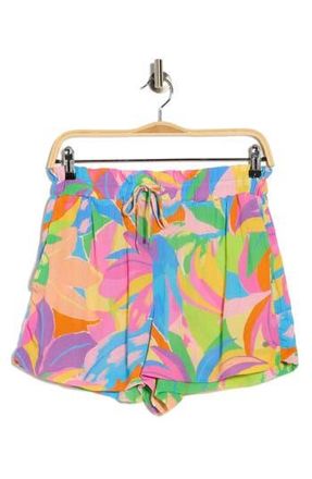 Roxy Heatwave Paperbag Waist Cover-Up Shorts in Blue Multi at Nordstrom Rack, Size X-Small