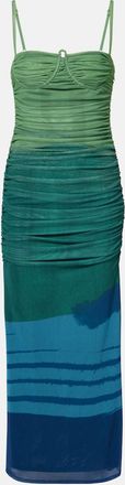 Sir. Draped printed mesh maxi dress