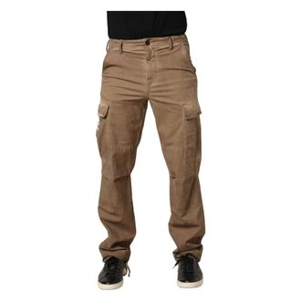 Dolce & Gabbana Straight Trousers, male, Brown, Size: XS Mid Waist Cargo Straight Trouser Pants