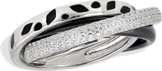 Savvy Cie Jewels STERLING SILVER.925 AND BLACK CERAMIC CZ MULTI BAND RING