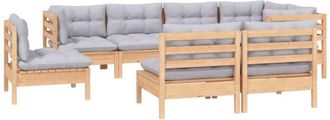 vidaXL Juego De Muebles De Jard&iacute;n 8 Pzas Y Cojines Madera Maciza Pino Vidaxl