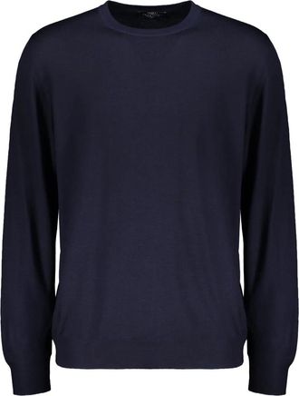Fedeli Trui met lange mouwen - Heren - Ronde hals truien - Blauw - M - Wol - Truien & Vesten