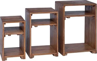 vidaXL Mesa Decorativa 3 Uds. Marr&oacute;n Madera De Caoba S&oacute;lida Vidaxl