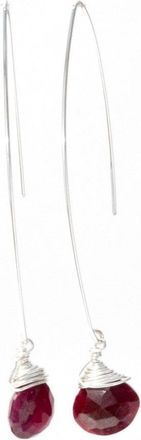 A Blonde and Her Bag Jill Long Wire Drop Earring in Ruby