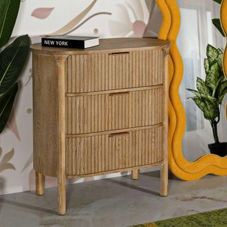 Dmora Cajonera Fama, 3 Cajones, Efecto Envejecido, Apertura Deslizante, 81x47x82h Cm Marr&oacute;n Cerezo