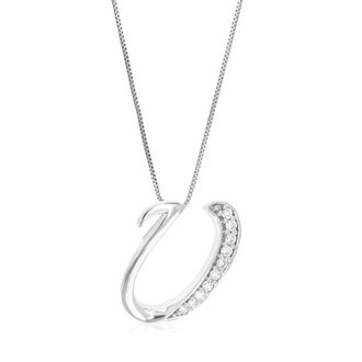Vir Jewels 1/12 cttw Lab Grown Diamond Alphabet Pendant Necklace in Sterling Silver with Chain For Women